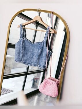 Reitman's - Light Denim / Jean Crop Bustier top. 2X - pit to pit is 23"
